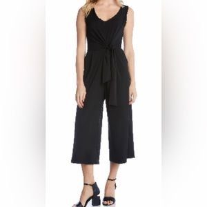 Karen Kane - Black Tie Front, Sleeveless, Crop Jumpsuit w/ Pockets / Size Large